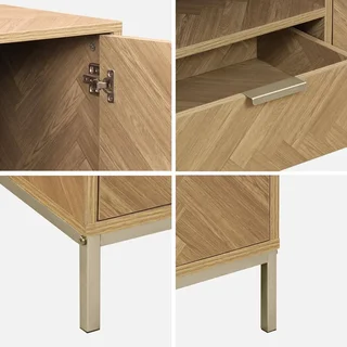 Aparador 160 cm 2 puertas madera patrón espiga Budapest champán
