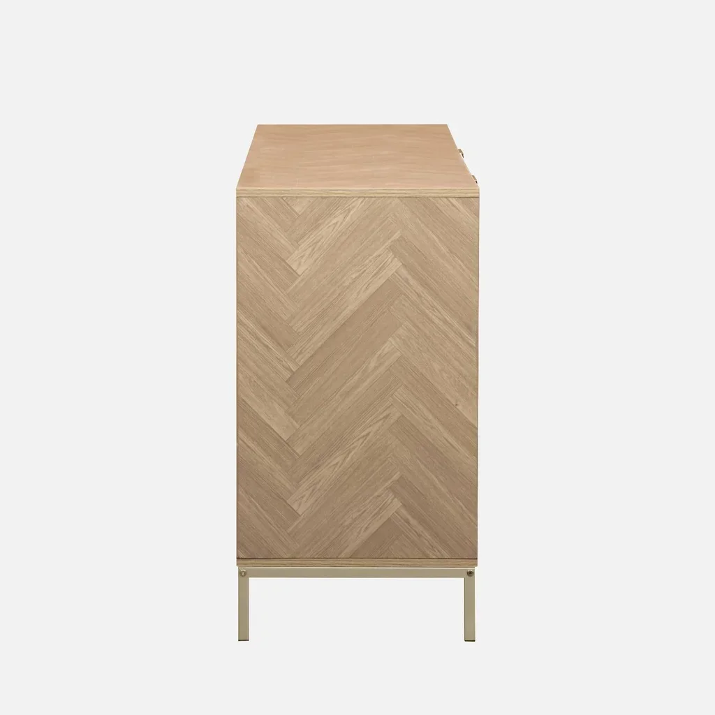 Aparador 160 cm 2 puertas madera patrón espiga Budapest champán