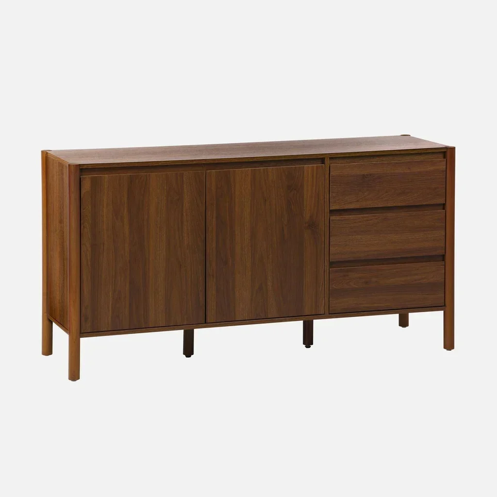 Harmony Sideboard niedrig 2 Türen 3 Schubladen Massivholz Hevea 150 cm