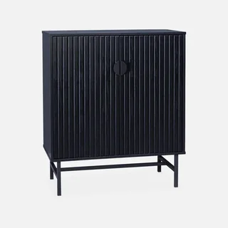 Buffet 2 portes 80 cm bois strié noir Bazalt