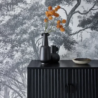 Buffet 2 portes 80 cm bois strié noir Bazalt