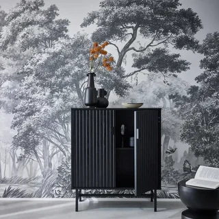 Buffet 2 portes 80 cm bois strié noir Bazalt