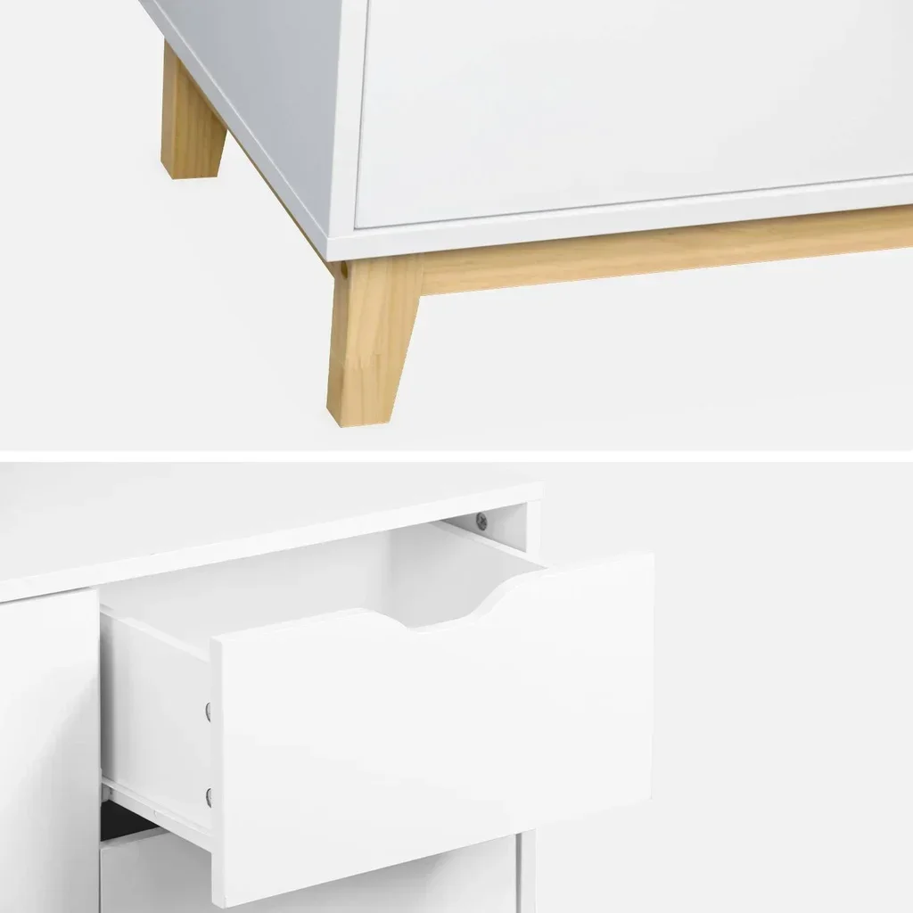 Sideboard 2 Türen Holz 120 cm skandinavischer Stil natur Floki