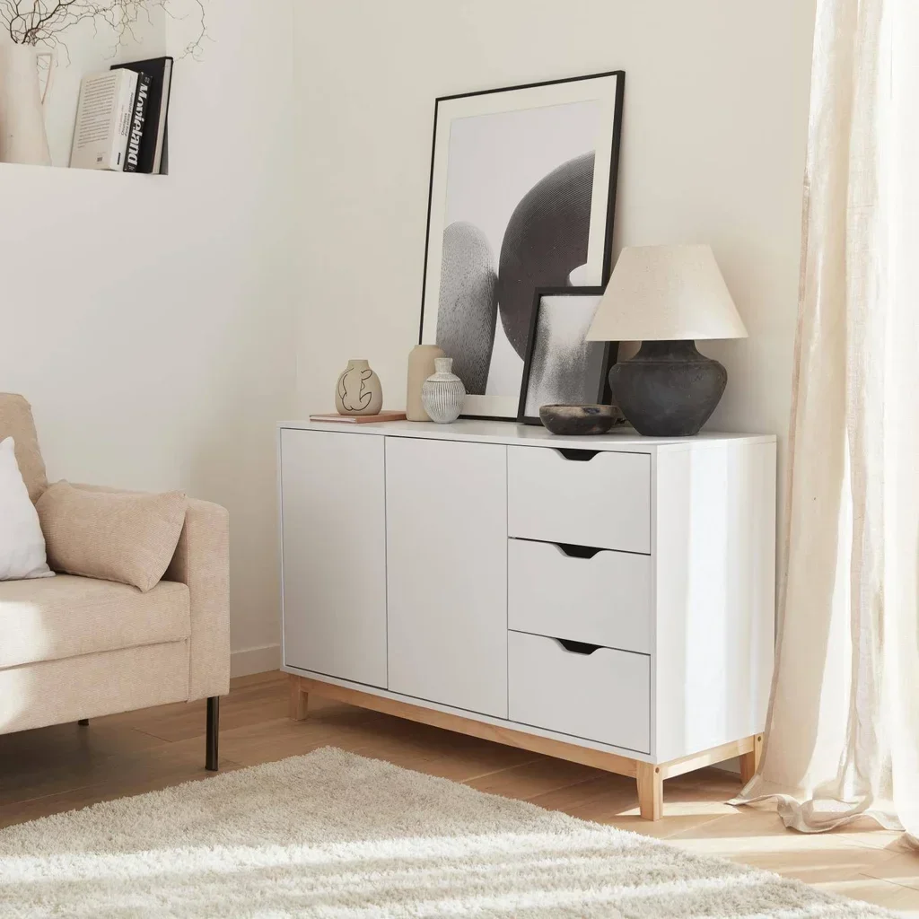 Buffet 2 portes bois 120 cm style scandinave naturel Floki