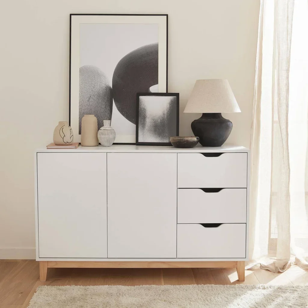 Buffet 2 portes bois 120 cm style scandinave naturel Floki
