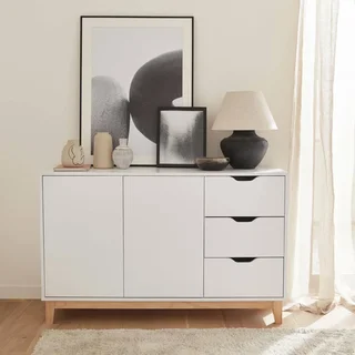 Sideboard 2 Türen Holz 120 cm skandinavischer Stil natur Floki