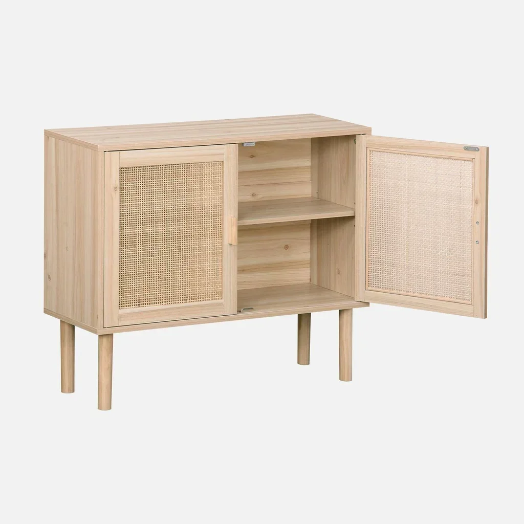 Buffet 2 portes cannage bois 80 cm style vintage Camargue