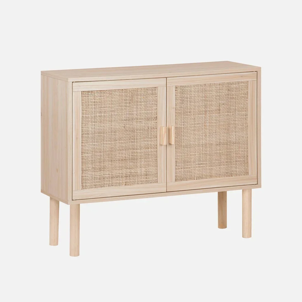 Buffet 2 portes cannage bois 80 cm style vintage Camargue