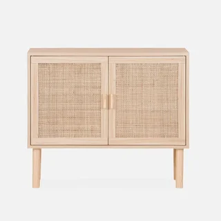 Buffet 2 portes cannage bois 80 cm style vintage Camargue