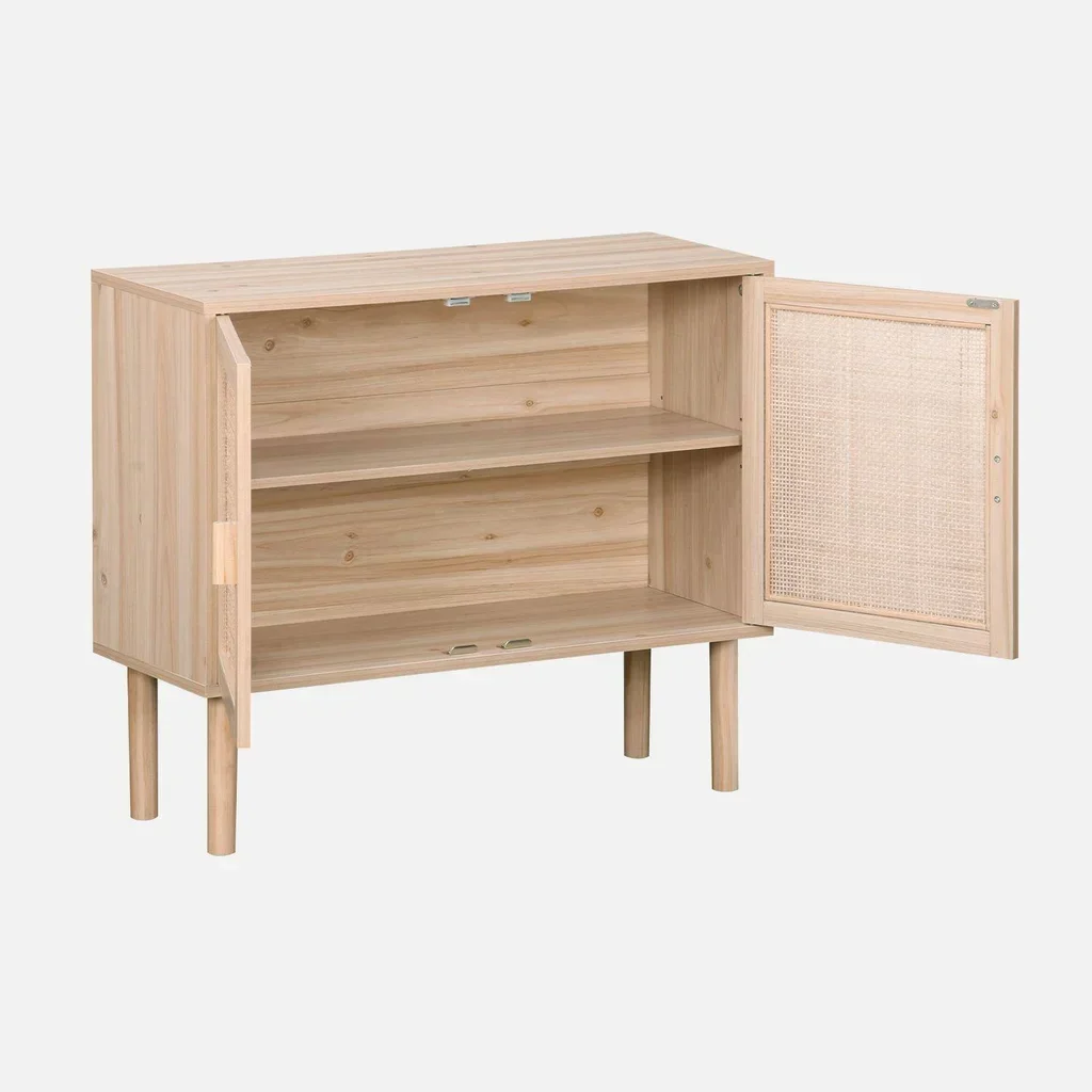 Buffet 2 portes cannage bois 80 cm style vintage Camargue