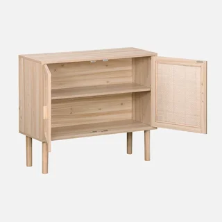 Buffet 2 portes cannage bois 80 cm style vintage Camargue