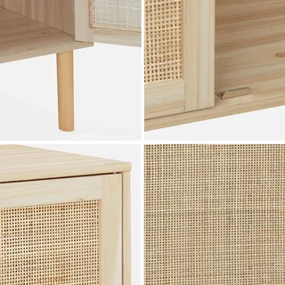 Sideboard 2 doors cane and wood 80 cm natural style Camargue