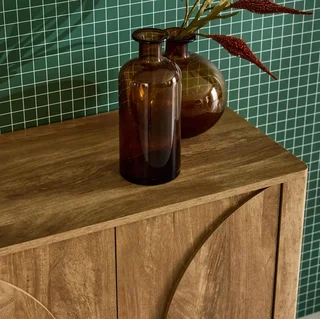 Buffet bois naturel 80 cm 2 portes réversibles motifs circulaires Pondi