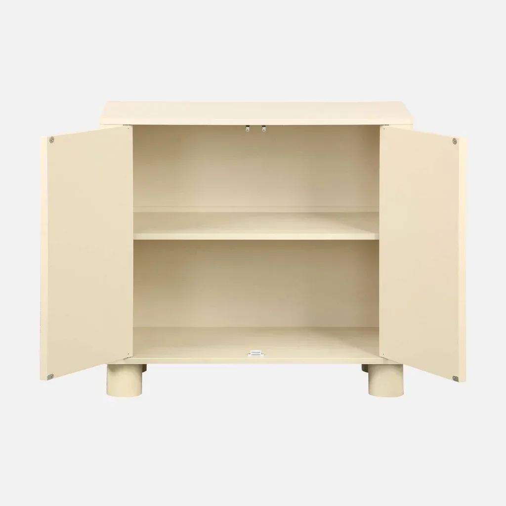 Buffet 2 portes réversibles Pondi bois naturel 80 cm motifs circulaires