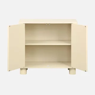 Buffet 2 portes réversibles Pondi bois naturel 80 cm motifs circulaires