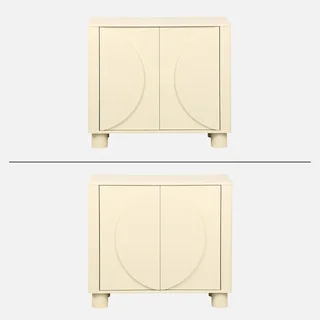 Buffet 2 portes réversibles Pondi bois naturel 80 cm motifs circulaires