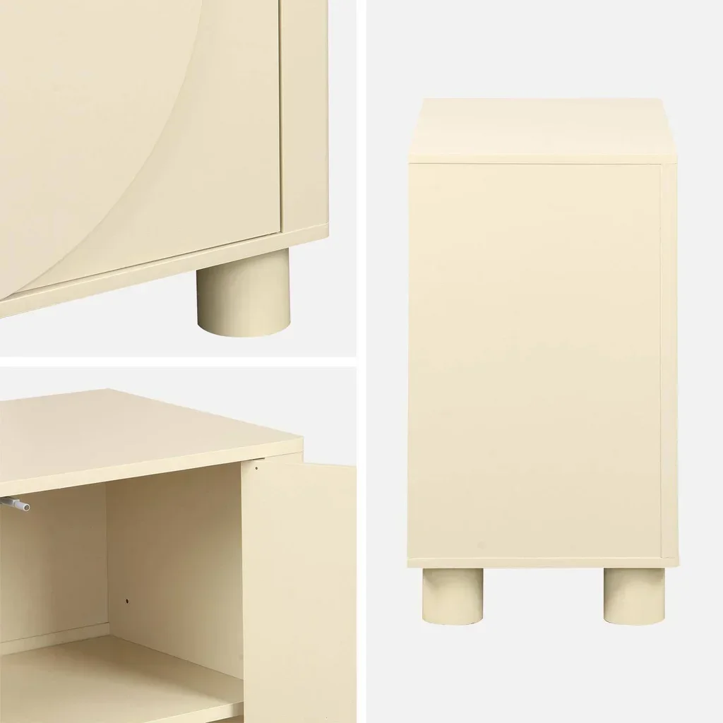 Buffet 2 portes réversibles Pondi bois naturel 80 cm motifs circulaires