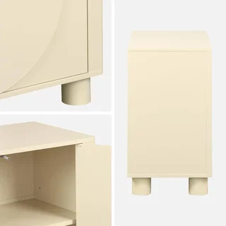 Buffet 2 portes réversibles Pondi bois naturel 80 cm motifs circulaires