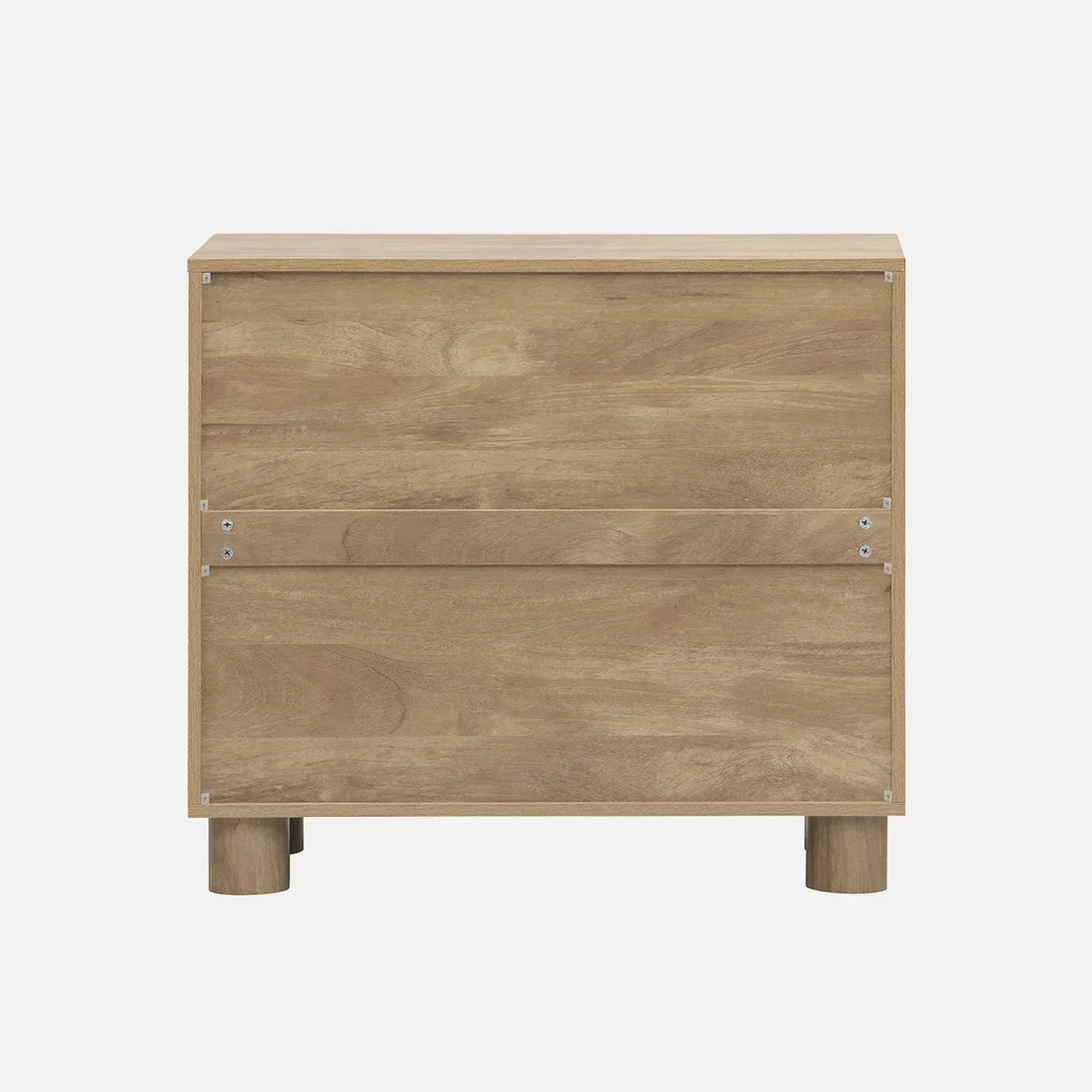 Buffet bois naturel 80 cm 2 portes réversibles motifs circulaires Pondi
