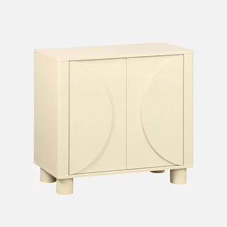 Buffet 2 portes réversibles Pondi bois naturel 80 cm motifs circulaires