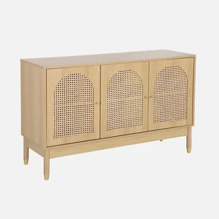 Aparador 3 portas 120 cm madeira vime estilo natural boho chic Judith