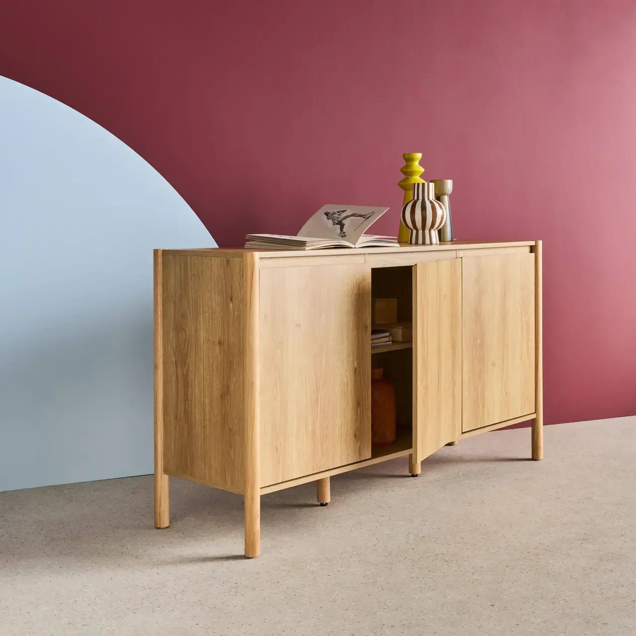 Sideboard 3 doors solid wood 140 cm Harmony natural style