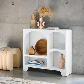 Buffet 4 casiers bois naturel 90 cm style organique Thessa