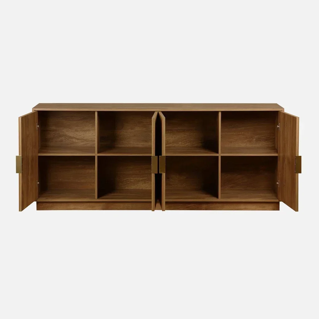 Buffet 4 portes 180 cm bois manguier rainuré style exotique Celian