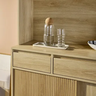 Buffet scandinave 4 portes 3 tiroirs bois 110 cm Linear