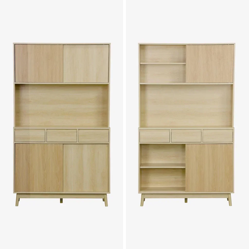 Buffet scandinave 4 portes 3 tiroirs bois 110 cm Linear