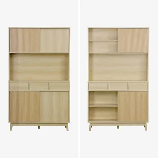 Buffet scandinave 4 portes 3 tiroirs bois 110 cm Linear