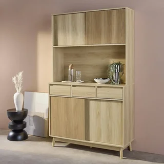 Buffet scandinave 4 portes 3 tiroirs bois 110 cm Linear