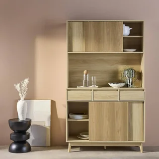 Buffet scandinave 4 portes 3 tiroirs bois 110 cm Linear