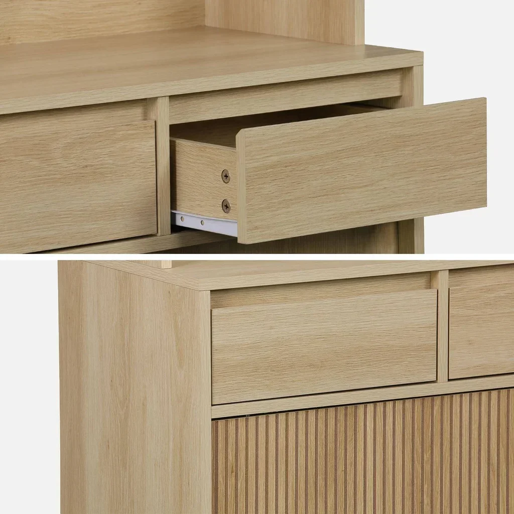 Buffet scandinave 4 portes 3 tiroirs bois 110 cm Linear