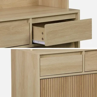 Buffet scandinave 4 portes 3 tiroirs bois 110 cm Linear