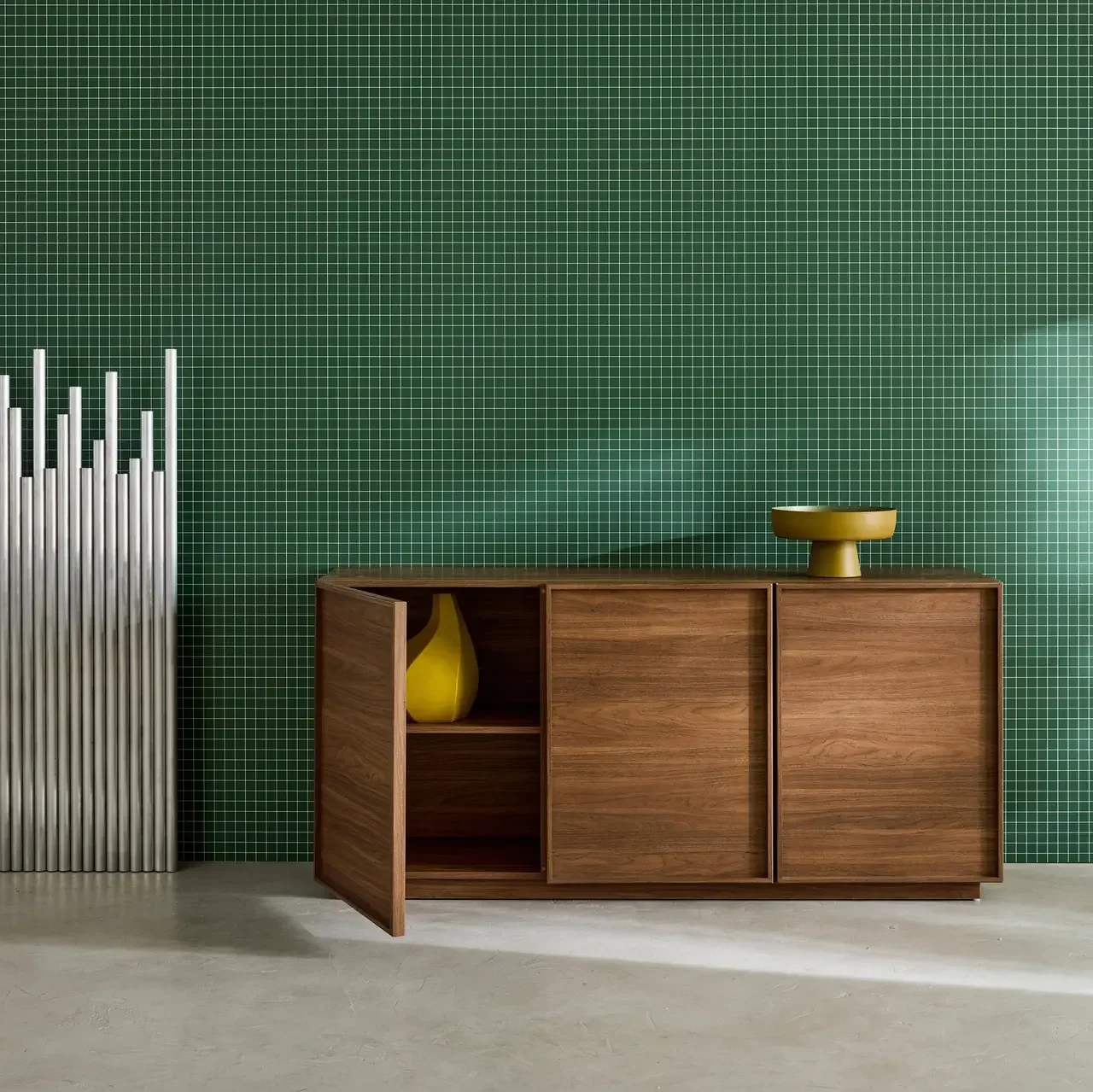 Aparador escandinavo 3 puertas madera natural 160 cm Kuba