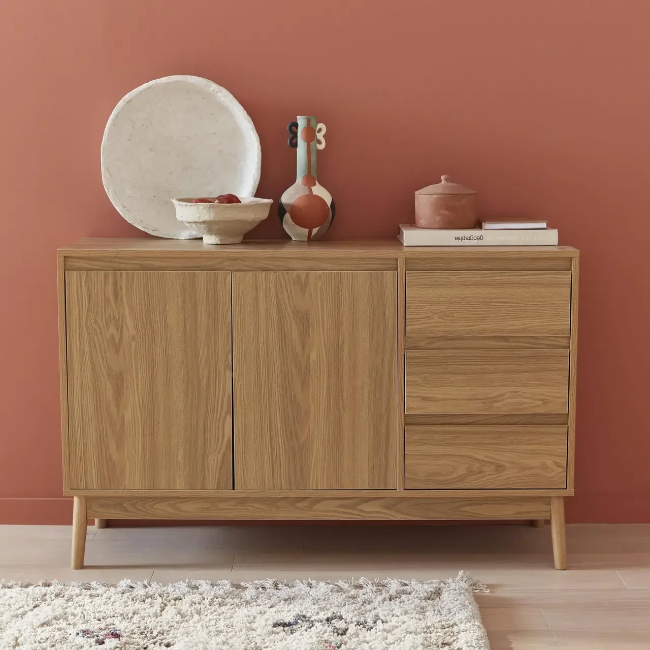 Buffet bois 2 portes 120 cm style scandinave collection Dune