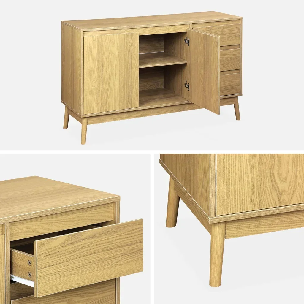 Buffet bois 2 portes 120 cm style scandinave collection Dune