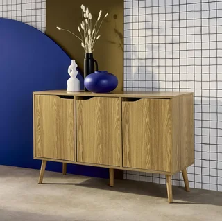 Aparador de madera 3 puertas 120 cm estilo escandinavo vintage Nepal