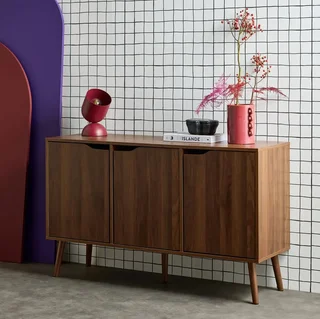 Aparador bajo de madera 3 puertas 120 cm estilo escandinavo Nepal