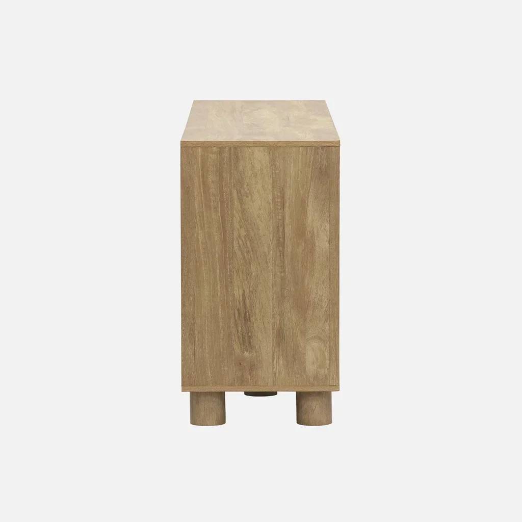 Buffet bois 4 portes 155 cm style contemporain effet manguier réversible