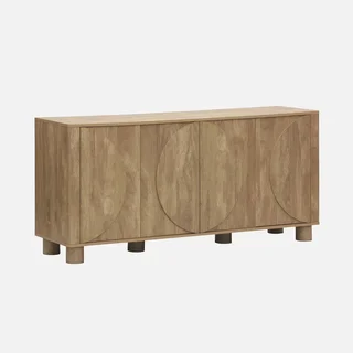 Buffet bois 4 portes 155 cm style contemporain effet manguier réversible