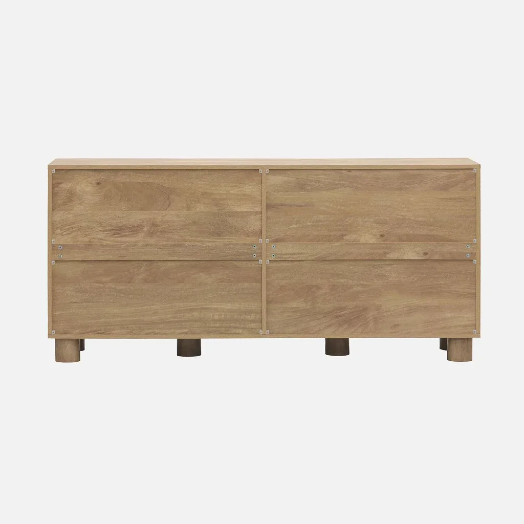 Buffet bois 4 portes 155 cm style contemporain effet manguier réversible