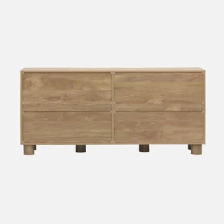 Buffet bois 4 portes 155 cm style contemporain effet manguier réversible