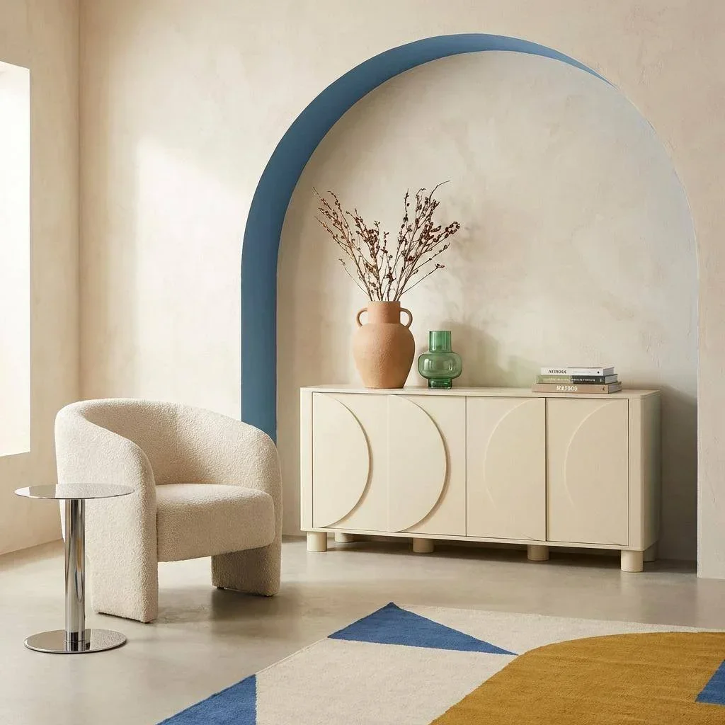 Buffet bois 4 portes 155 cm style contemporain réversible Pondi