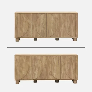 Buffet bois 4 portes 155 cm style contemporain effet manguier réversible