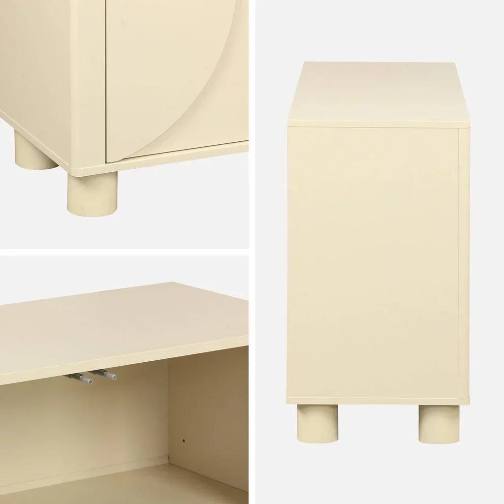 Buffet bois 4 portes 155 cm style contemporain réversible Pondi