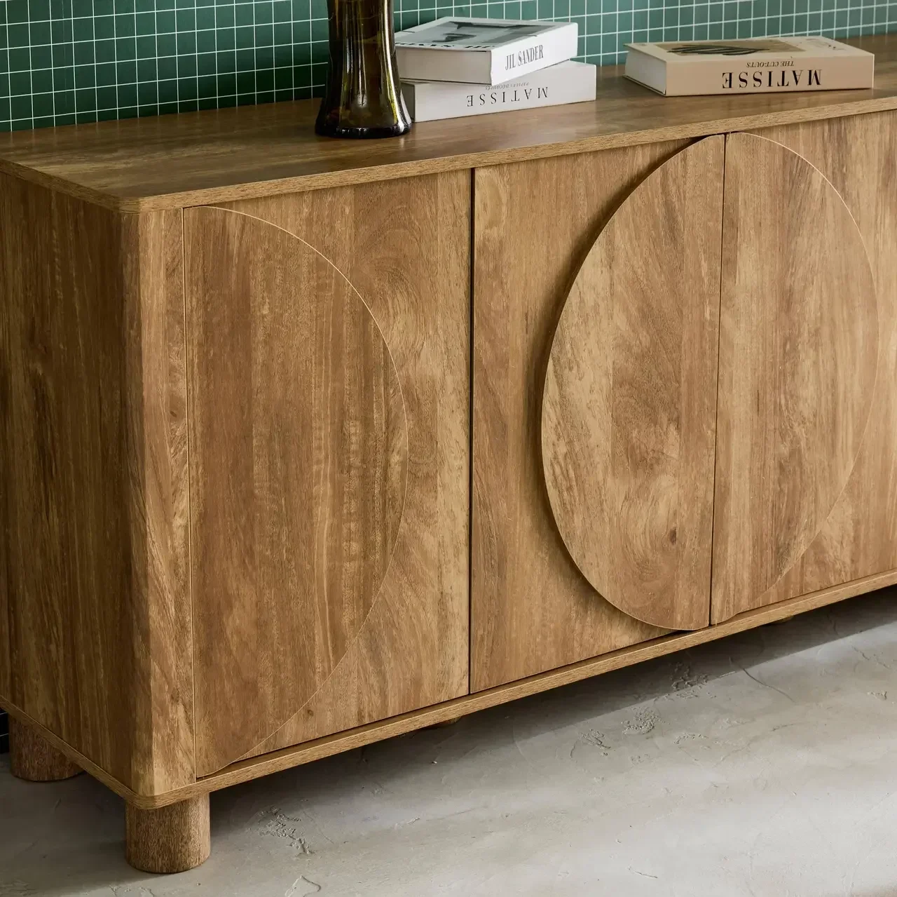 Buffet bois 4 portes 155 cm style contemporain effet manguier réversible