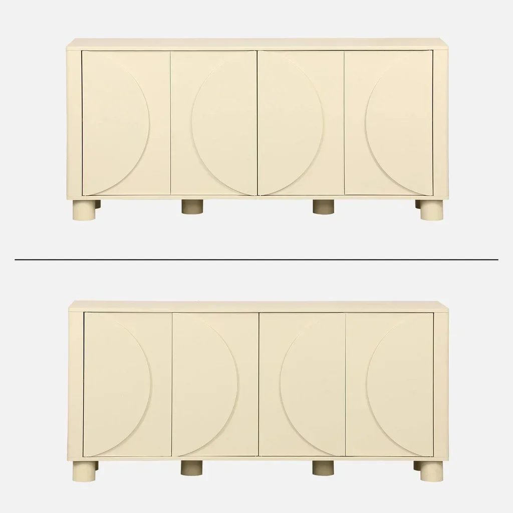 Buffet bois 4 portes 155 cm style contemporain réversible Pondi