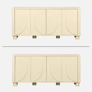 Buffet bois 4 portes 155 cm style contemporain réversible Pondi